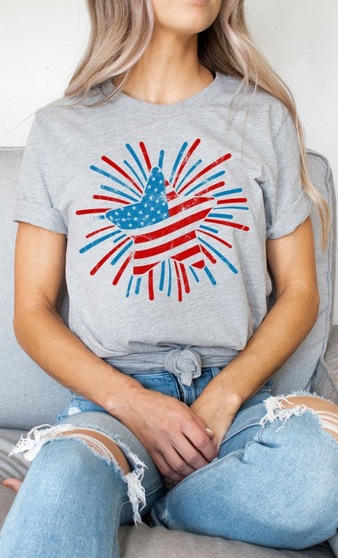 Retro Patriotic Star Graphic Tee T-Shirt