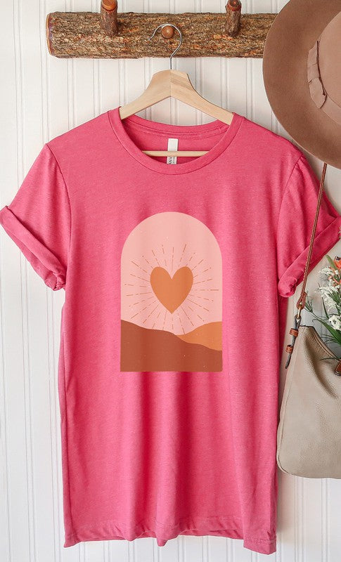 Boho Heart Sunrise Valentine PLUS SIZE Graphic Tee T-Shirt