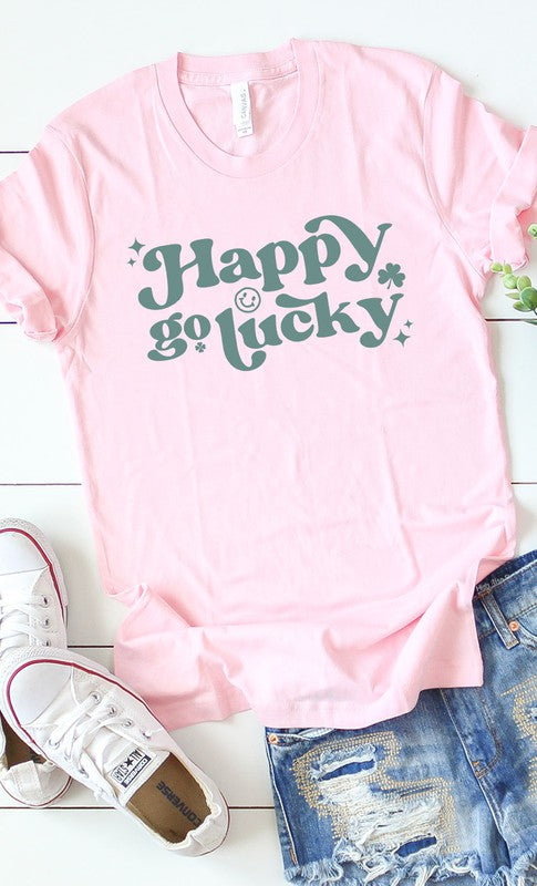 Vintage Happy Go Lucky Graphic Tee T-Shirt