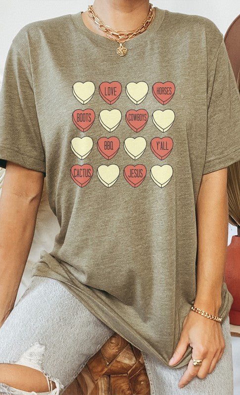 Cowboy Candy Heart Valentine PLUS Graphic Tee T-Shirt