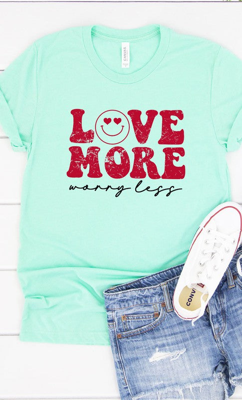 Retro Love More Worry Less Graphic Tee T-Shirt