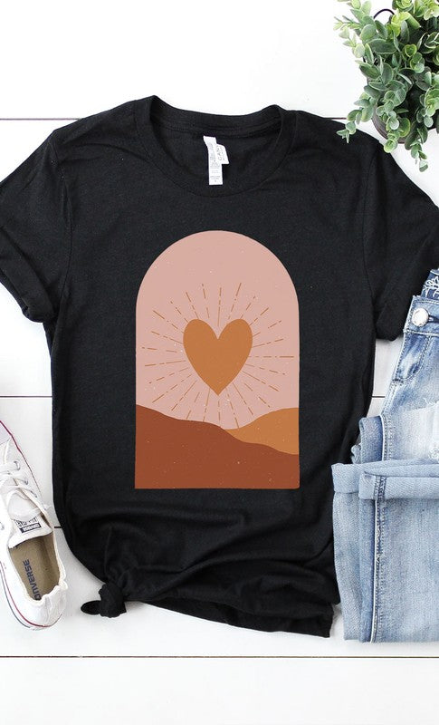 Boho Valentine Heart Graphic Tee T-Shirt PLUS