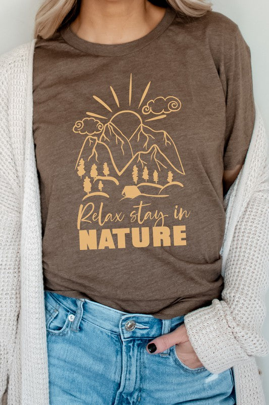 Relax Stay In Nature Mountain Camping Graphic Tee