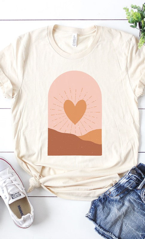 Boho Valentine Heart Graphic Tee T-Shirt PLUS