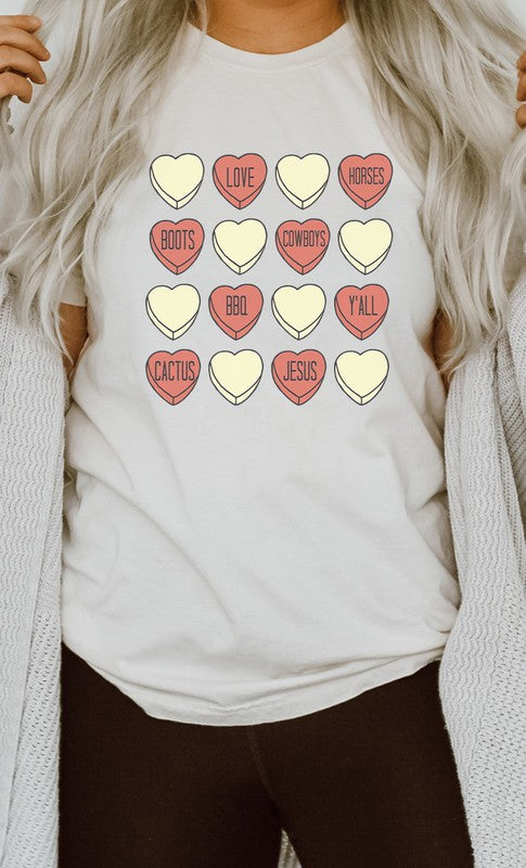 Cowboy Candy Heart Valentine Graphic Tee T-Shirt