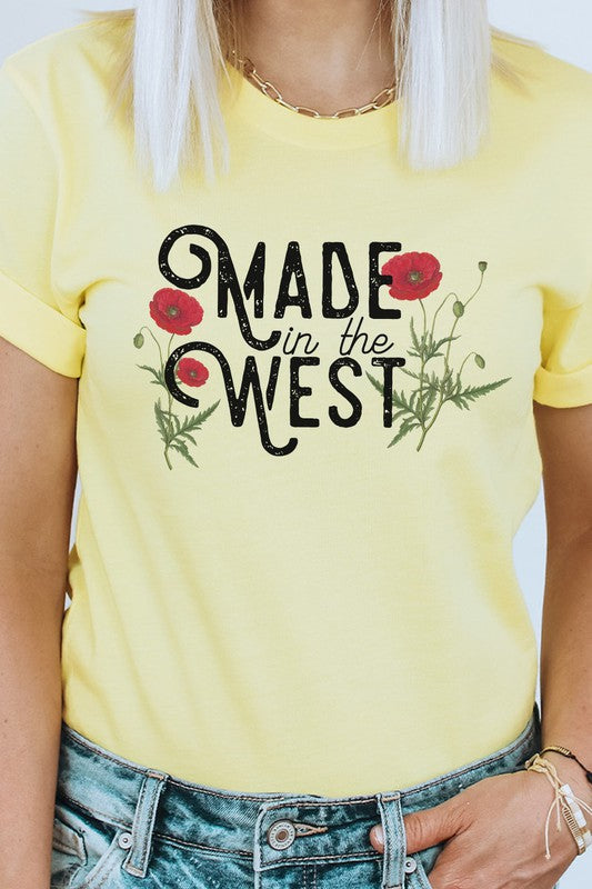 Retro Made In The West Red Flowers Graphic Tees