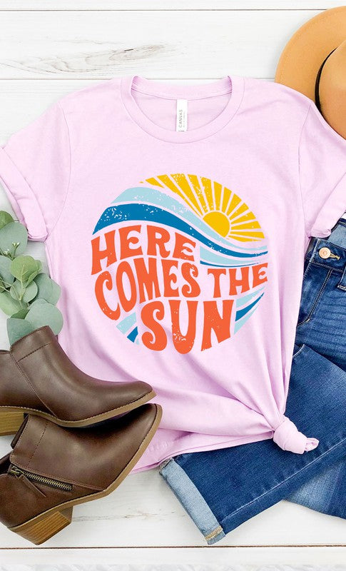 Here Comes The Sun Circle Graphic Tee T-Shirt PLUS