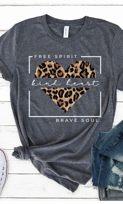 Free Spirit Leopard Heart Graphic Tee T-Shirt PLUS