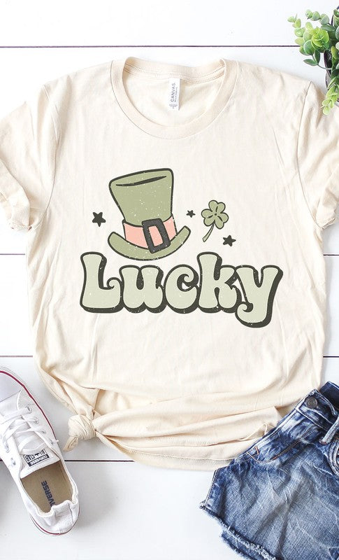 Retro Lucky Hat Shamrock Star Graphic Tee PLUS