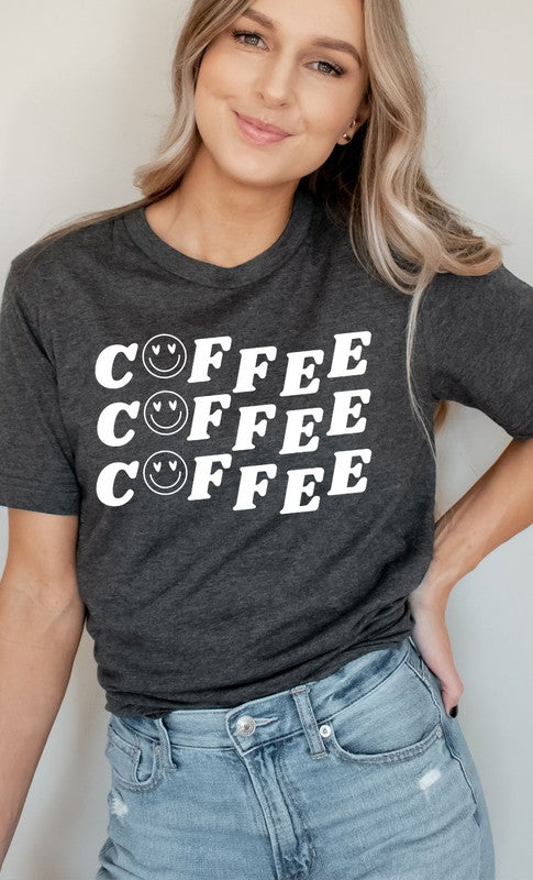 Smiley Coffee Graphic Tee T-Shirt