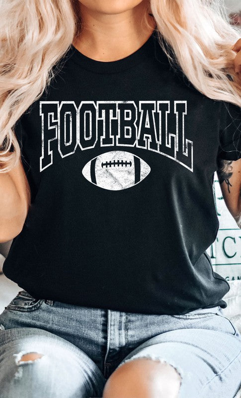 Distressed Football Graphic Tee T-Shirt