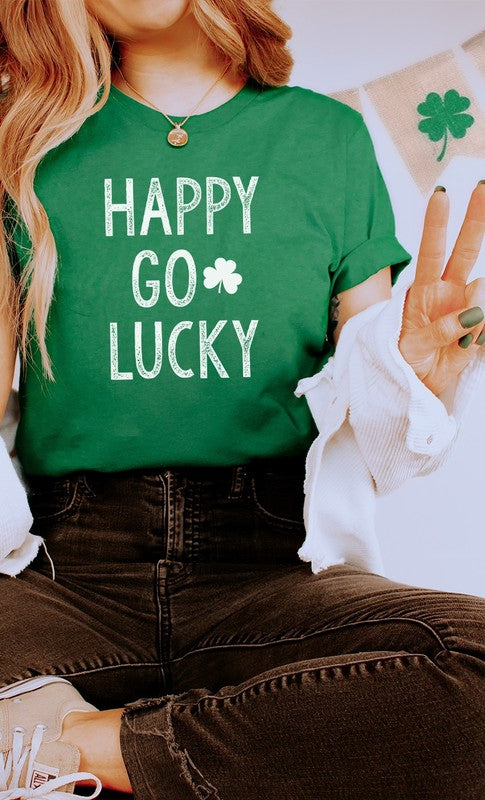 Happy Go Lucky Shamrock Graphic Tee T-Shirt