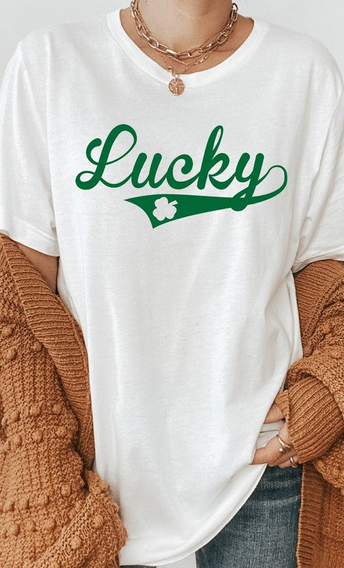 Vintage Lucky with Shamrock Graphic Tee T-Shirt