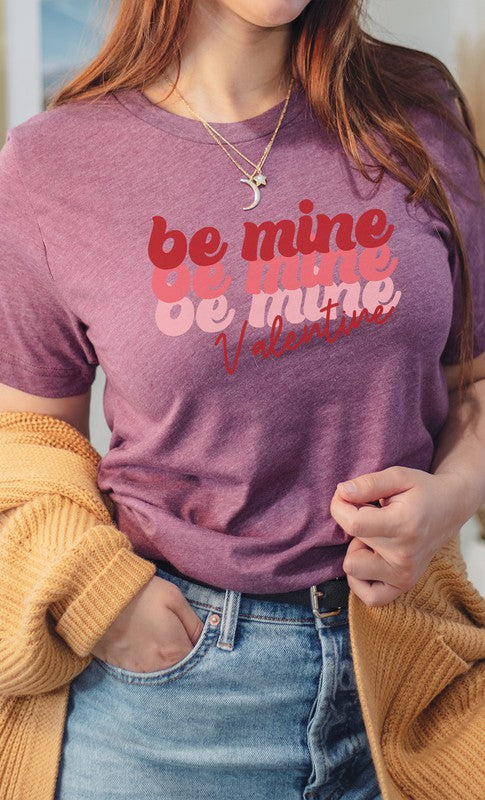 Retro Tricolor Be Mine Valentine PLUS Graphic Tee T-Shirt