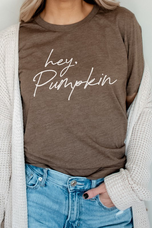 Hey Pumpkin Autumn Season PLUS SIZE Graphic Tee