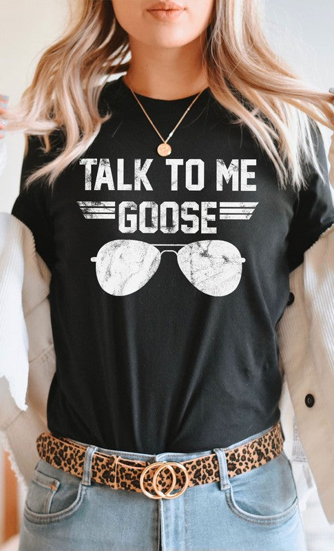 Talk to Me Goose White Ink Graphic Tee T-Shirt PLUS