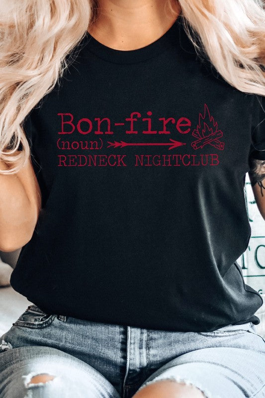 Bonfire Redneck Nightclub Fire Side Graphic Tee