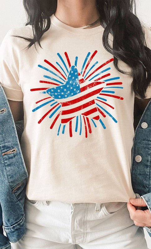 Retro Patriotic Star Graphic Tee T-Shirt