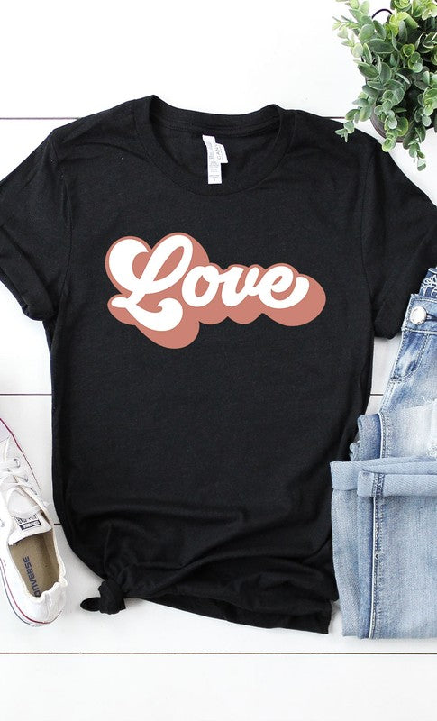 Retro love Valentines Graphic Tee T-Shirt PLUS