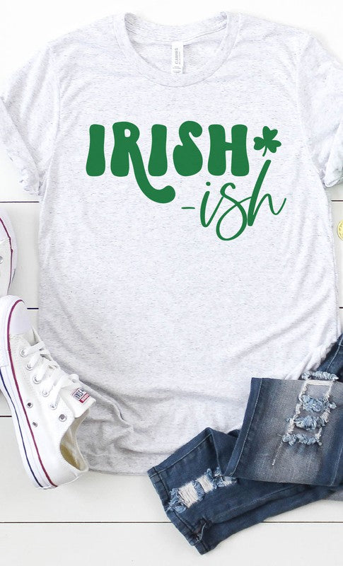 Irish ish green shamrock PLUS SIZE graphic Tee T-Shirt