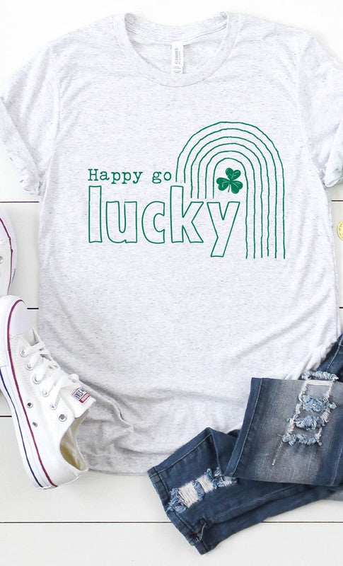 Happy Go Lucky Rainbow Graphic Tee T-Shirt PLUS