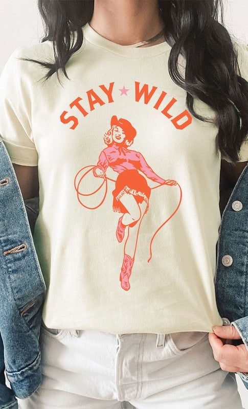 Vintage Stay Wild Cowgirl Graphic Tee T-Shirt PLUS