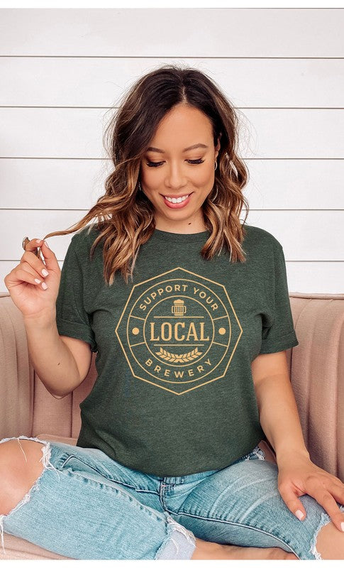 Support Your Local Brewery Graphic Tee T-Shirt PLUS