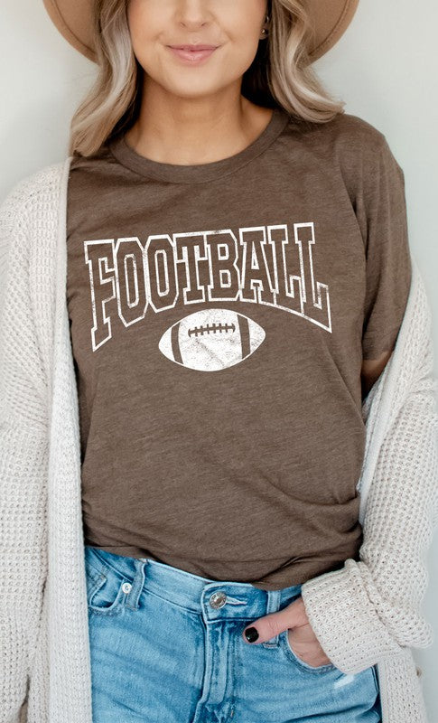 Distressed Football Graphic Tee T-Shirt