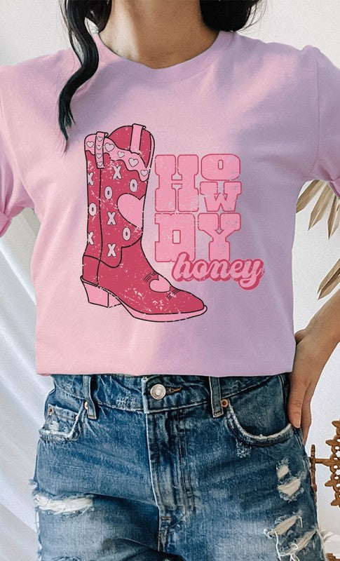 Howdy Honey XOXO Boots Valentines PLUS Graphic Tee T-Shirt