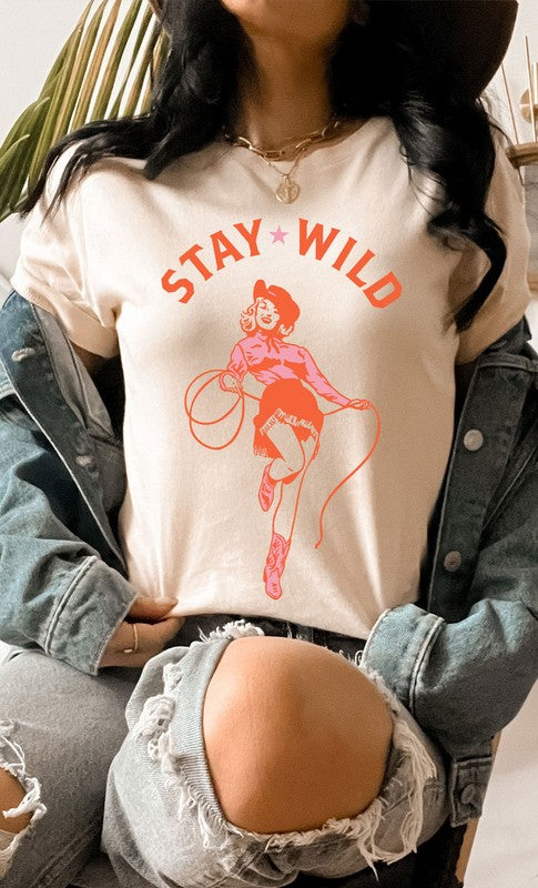 Vintage Stay Wild Cowgirl Graphic Tee T-Shirt PLUS