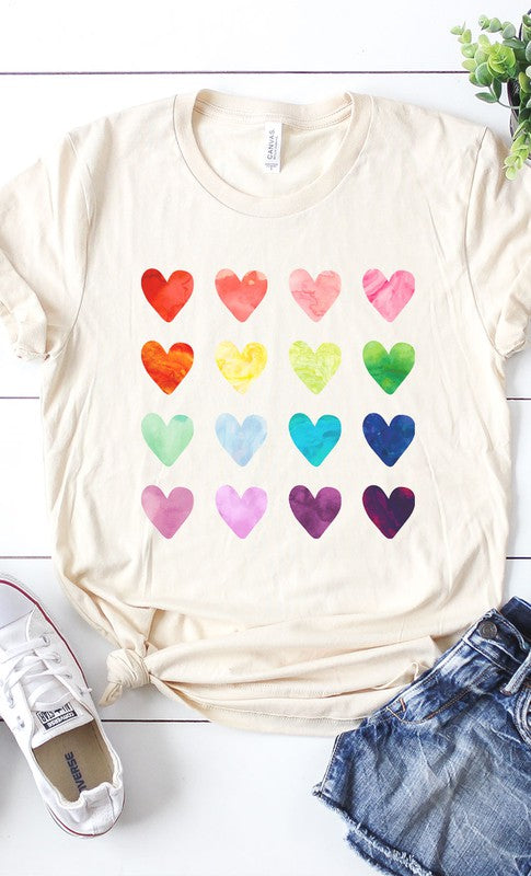 Watercolor Rainbow Heart Graphic Tee PLUS