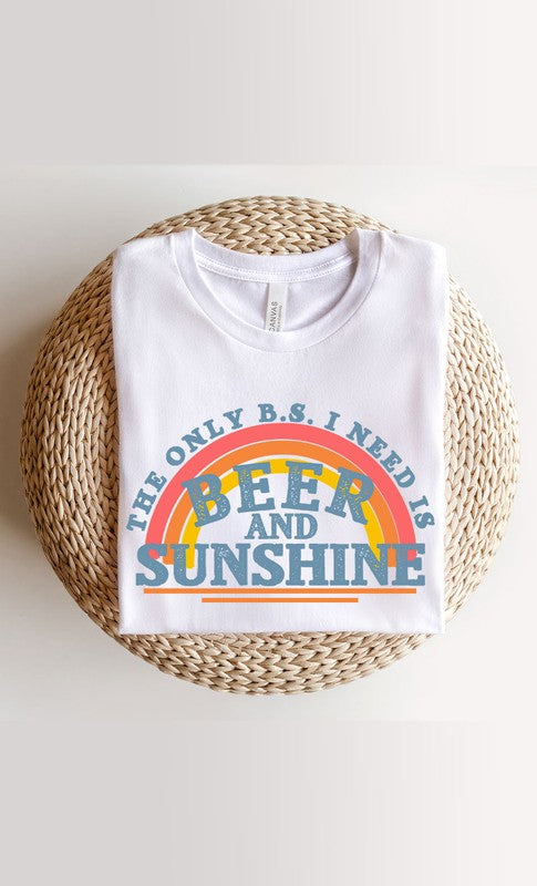 Beer and Sunshine Rainbow Graphic Tee T-Shirt PLUS