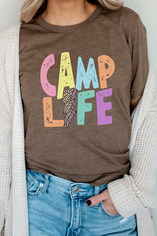 Camp Life Leopard Lightning Bolt Graphic Tee T-Shirt