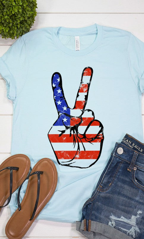 American Peace Sign Graphic Tee T-Shirt