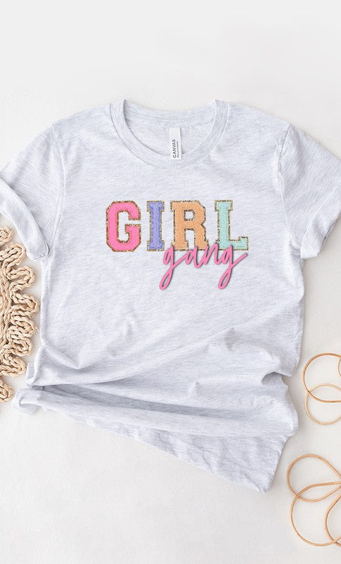 Girl Gang Faux Chenille Letters PLUS Graphic Tee T-Shirt