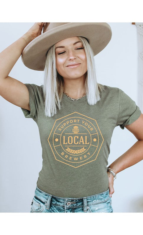 Support Your Local Brewery Graphic Tee T-Shirt PLUS