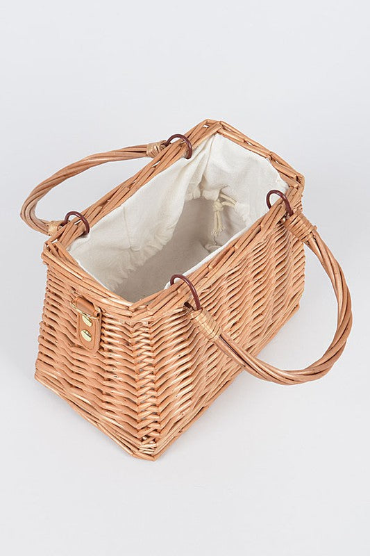 Bamboo Weaved Small Picnic Basket Clutch