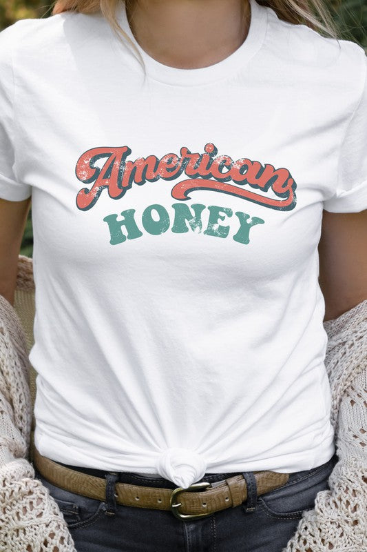 Retro American Honey Patriotic Graphic Tee