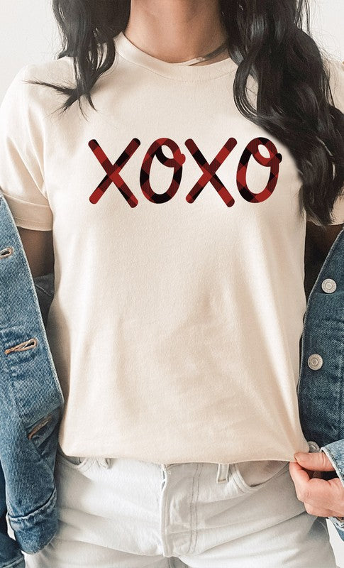 Plaid XOXO Valentines Day Graphic Tee T-Shirt