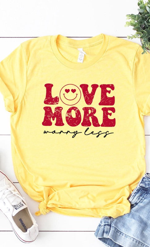 Retro Love More Worry Less Graphic Tee T-Shirt