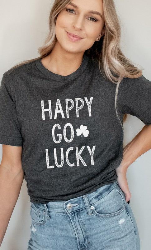 Happy Go Lucky Shamrock PLUS SIZE Graphic Tee