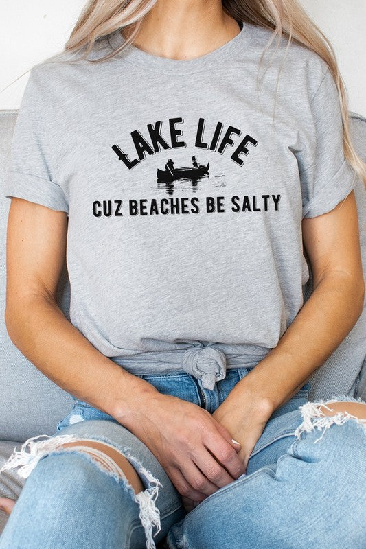 Lake Life Cuz Beaches Be Salty Rowboat Graphic Tee T-Shirt