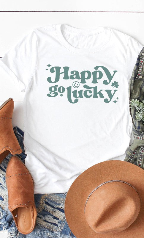 Vintage Happy Go Lucky Graphic Tee T-Shirt