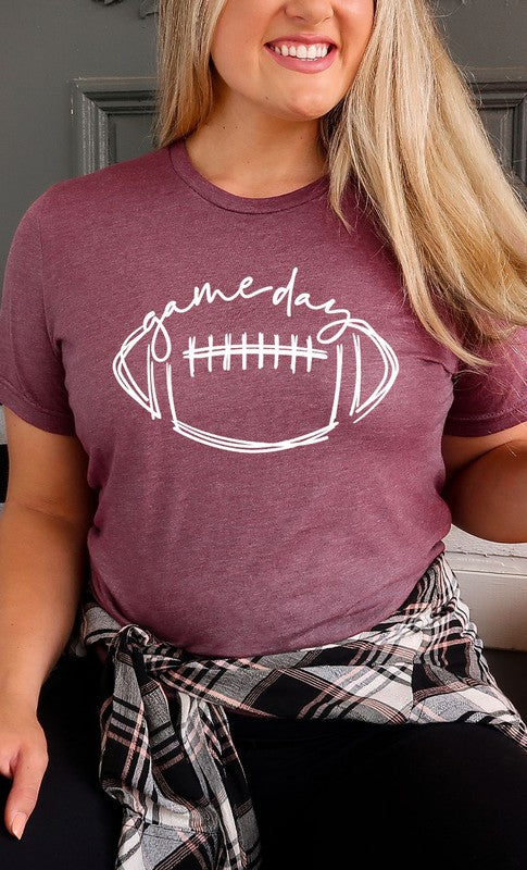 Cursive Football Game Day Graphic Tee T-Shirt