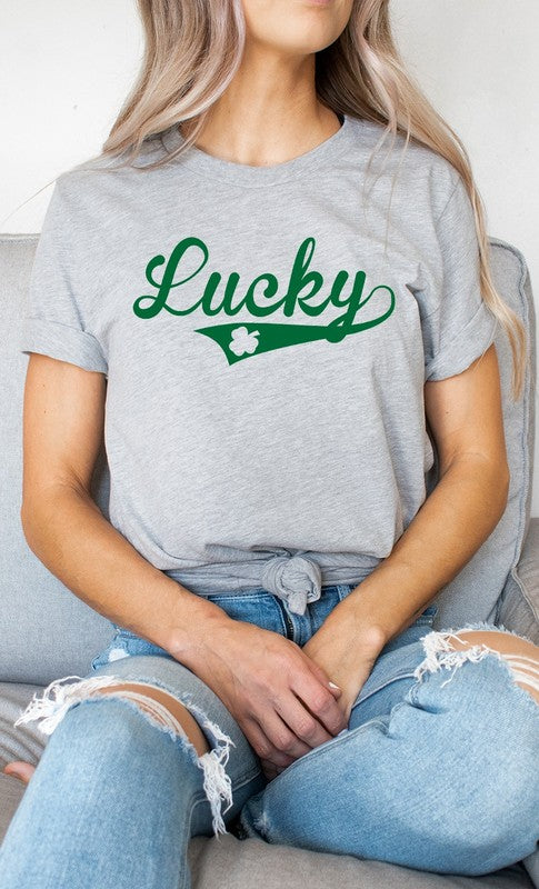 Vintage Lucky with Shamrock Graphic Tee T-Shirt