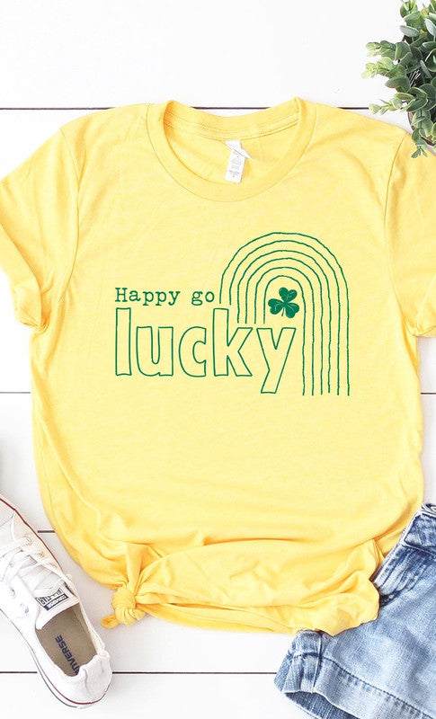 Happy Go Lucky Rainbow Graphic Tee T-Shirt