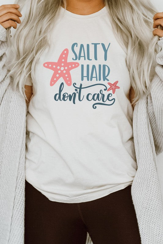 Salty Hair Dont Care Starfish Dolphin Graphic Tee T-Shirt