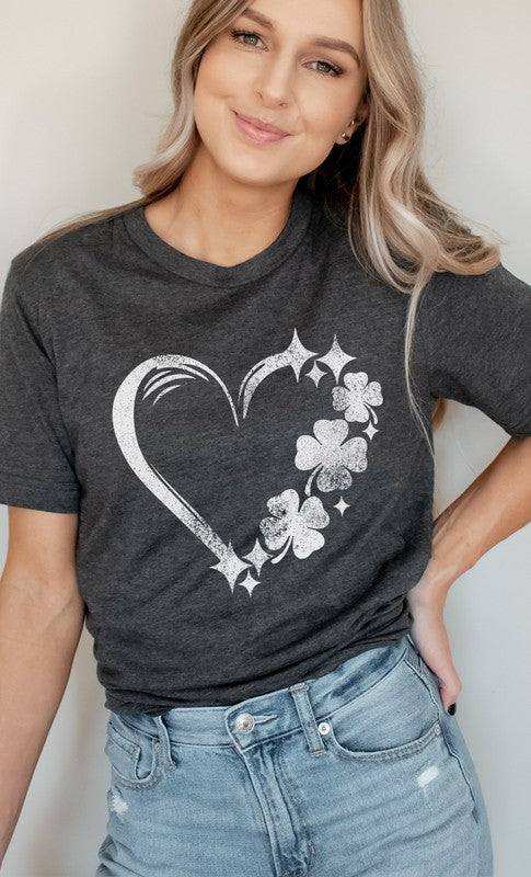 Distressed Clover Heart PLUS SIZE Graphic Tee