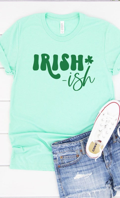 Irish ish green shamrock graphic Tee T-Shirt