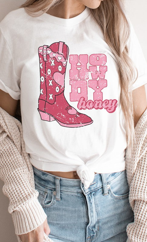 Howdy Honey XOXO Boots Valentines PLUS Graphic Tee T-Shirt